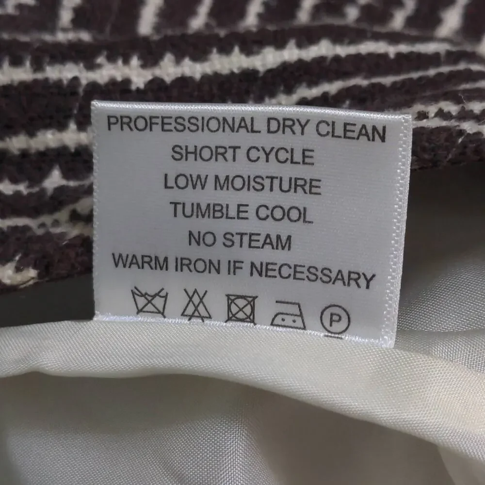 Tory Burch Womens A-Line Skirt White Brown Stripe Above Knee Pockets Buttons 8